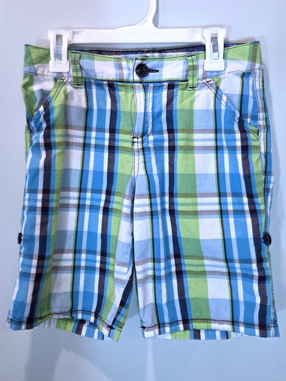 So Blue & Green Plaid Lightweight Cotton Shorts Size 12